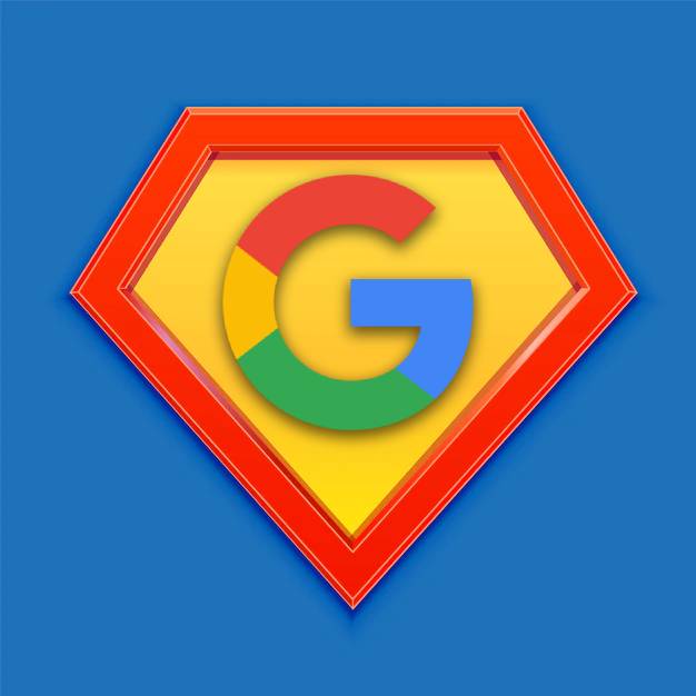 Google logo in a super hero shape because they provide accessibility testing tools